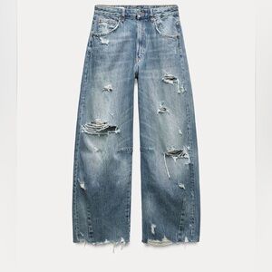 Zara Blue Distressed Ankle Jeans
